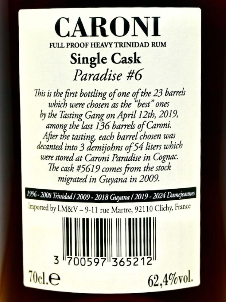 Caroni Paradise #6 1996/2024 12yo 62.4%, Single Cask #5619