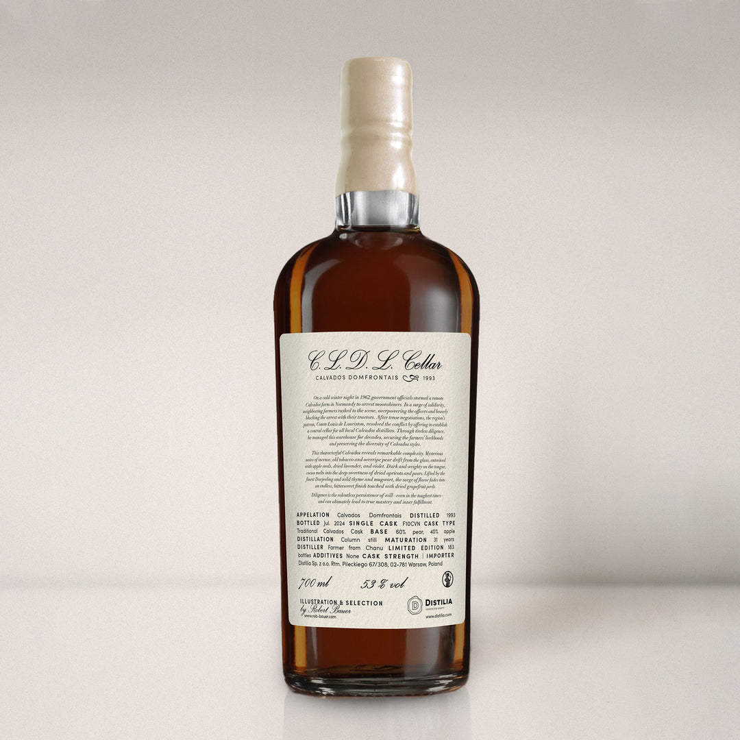 Calvados Domfrontais Comte Louis de Lauriston 1993/2024 53% The Virtues - Diligence, Robert Bauer and Distilia