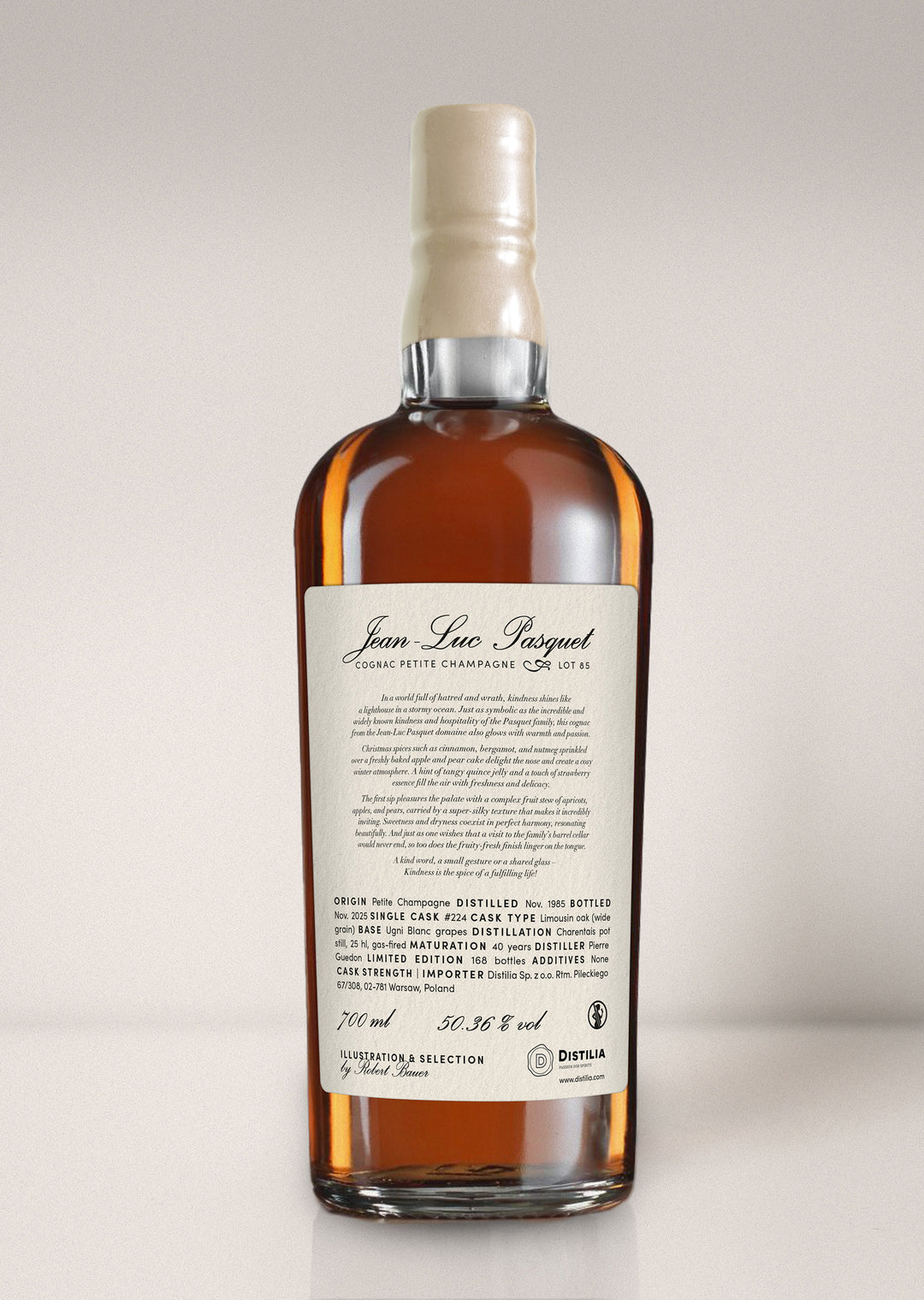 Jean-Luc Pasquet 1985/2025 40yo 50,36% LOT 85 The Virtues - Kindness, Robert Bauer and Distilia