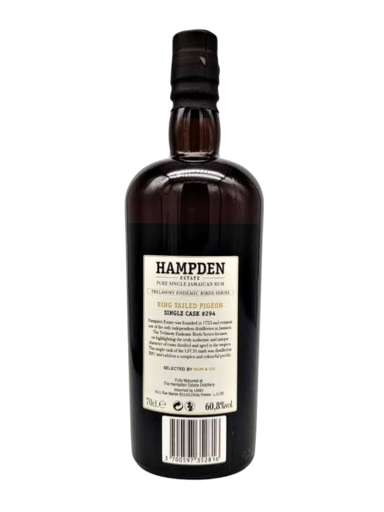 Hampden LFCH 2011 9yo cask#294 Trelawny Endemic Birds Ring Tailed Pigeon, bottle