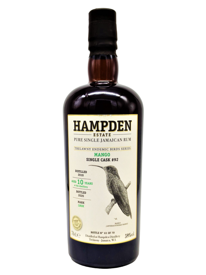 Hampden LROK 2010 Single Cask 10 Year Old #92, Mango Trelawny Endemic Birds