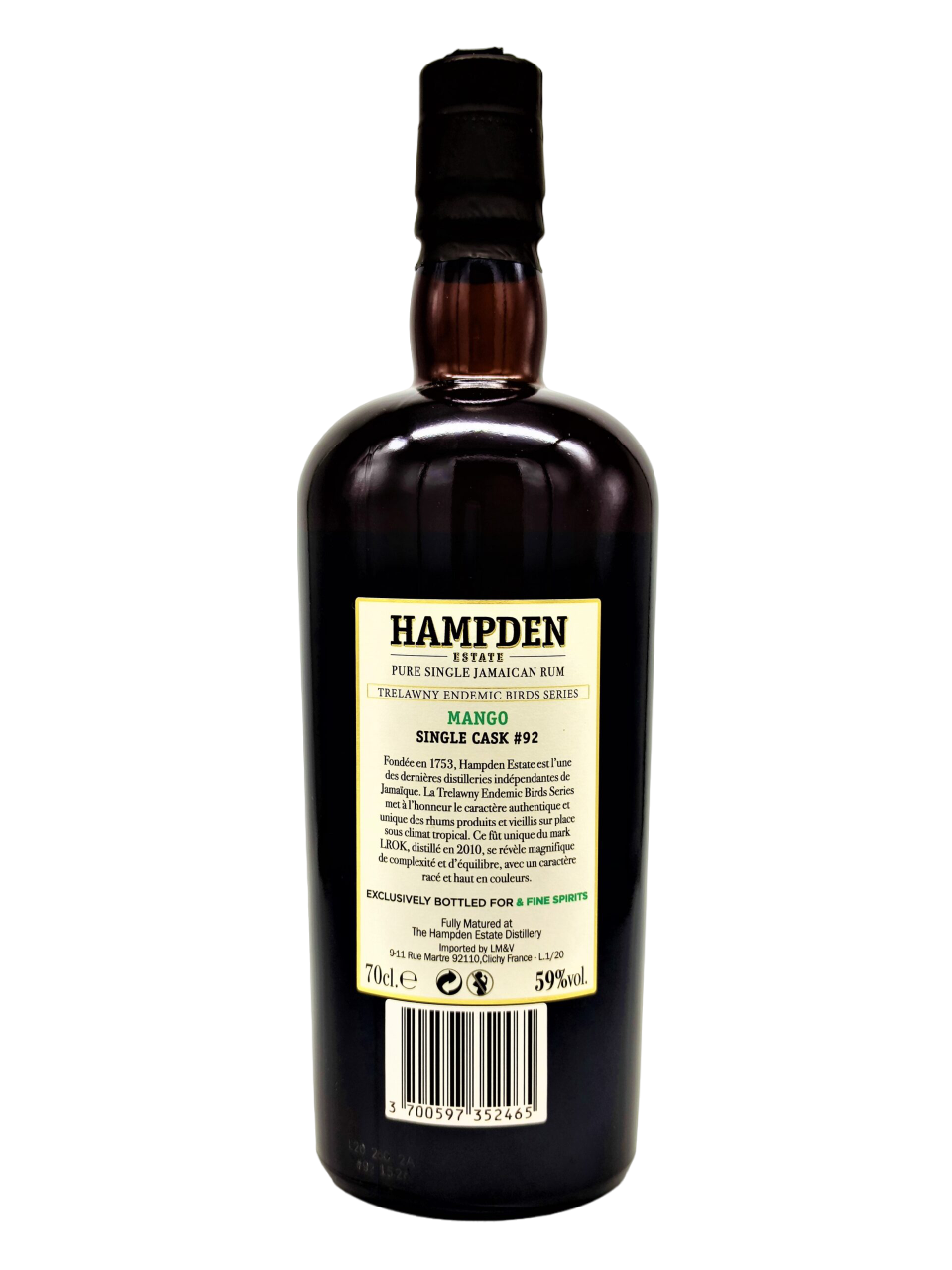 Hampden LROK 2010 Single Cask 10 Year Old #92 /Mango Trelawny Endemic Birds