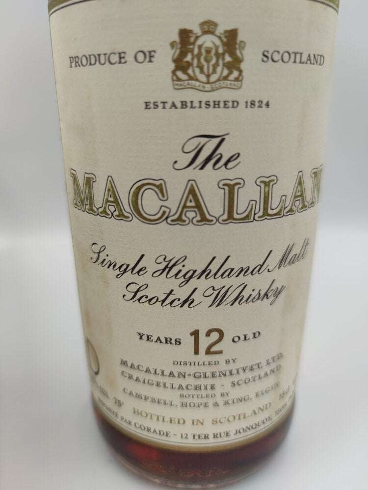  Macallan 12yo 75 proof 26 2/3 FL.OZS 43 GL 750ml Import Par. Corade