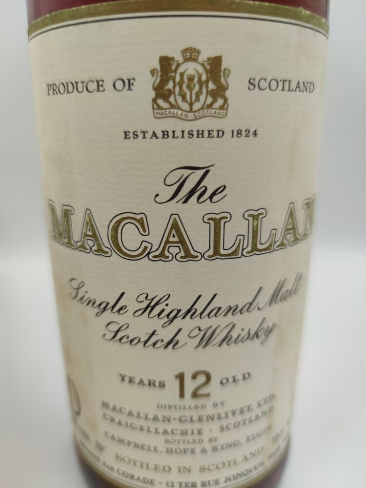 Macallan 12yo 75 proof 26 2/3 FL.OZS 43 GL (low level) label