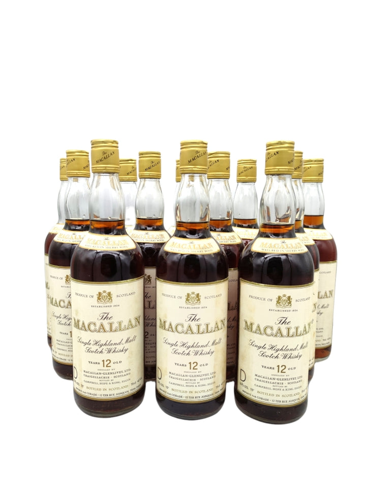 Macallan 12yo 75 proof 26 2/3 FL.OZS 43 GL set 12x750 ml Importe Par. Corade