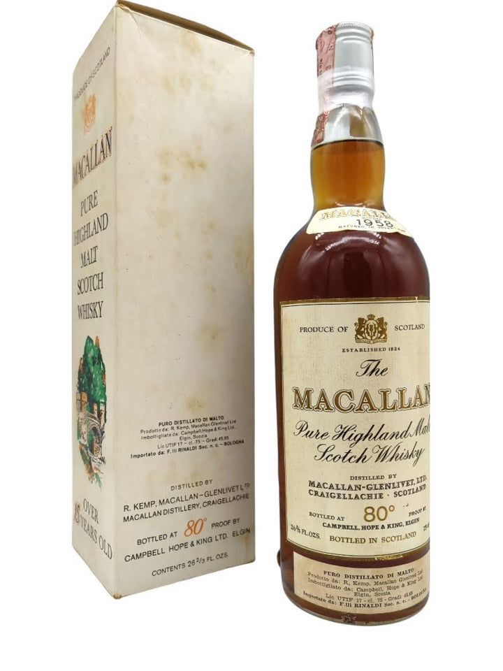 Macallan 1958 over 15yo 80 proof 26 2/3 FL.OZS back