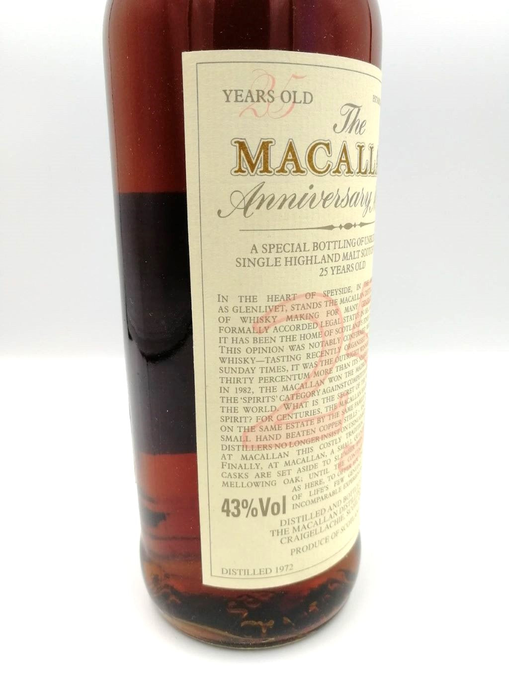 Macallan 1972 25 Years The Anniversary Malt label