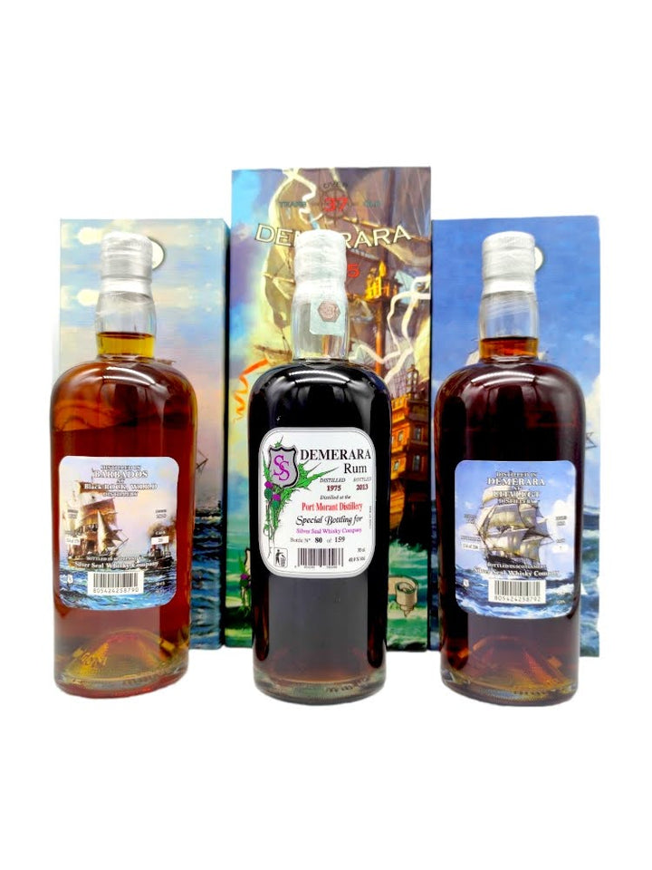 Set of 3 bottles Silver Seal Port Morant Barbados Demerara